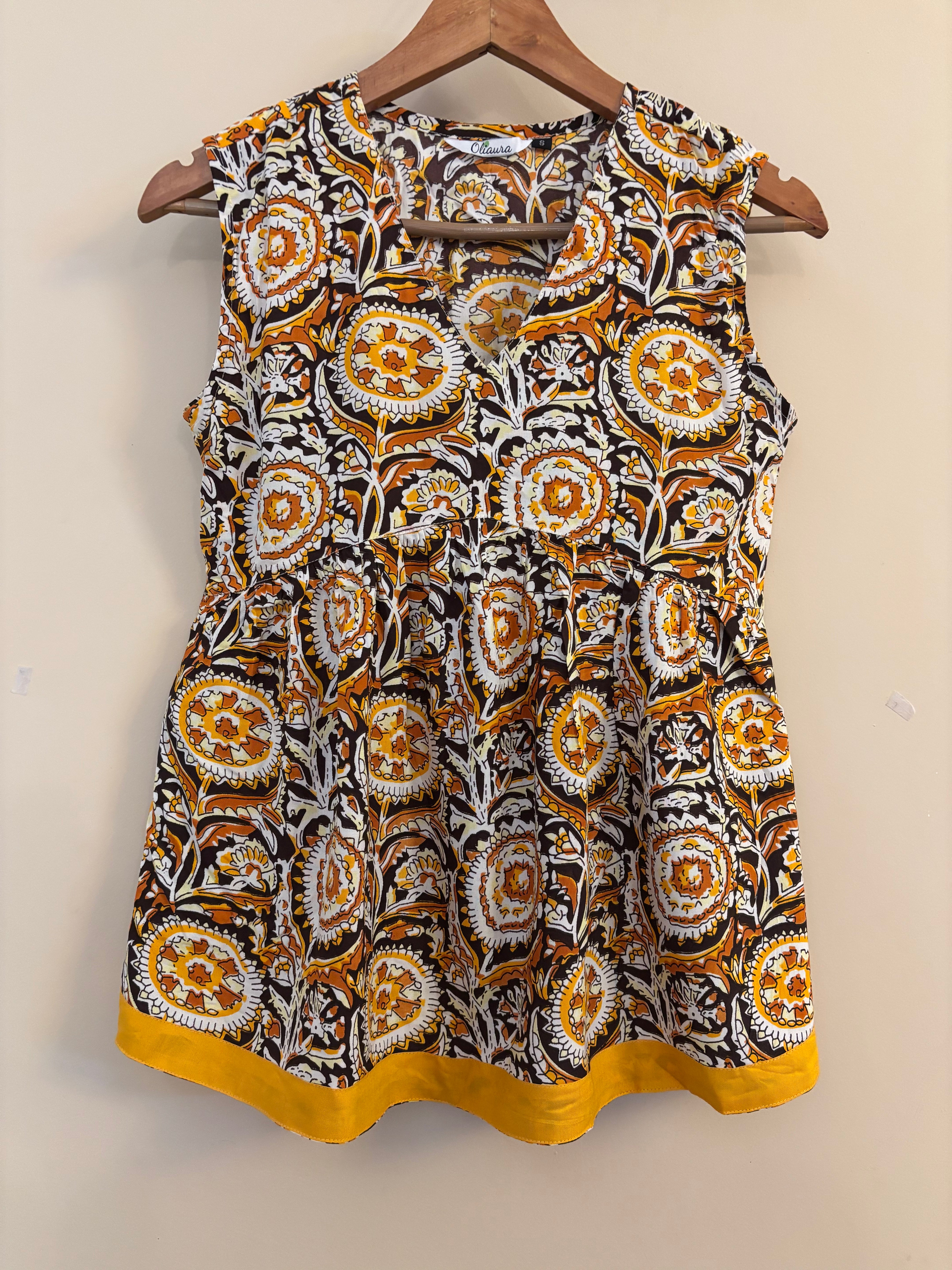 Yellow rayon short top