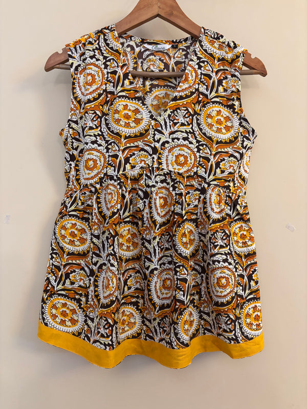 Yellow rayon short top