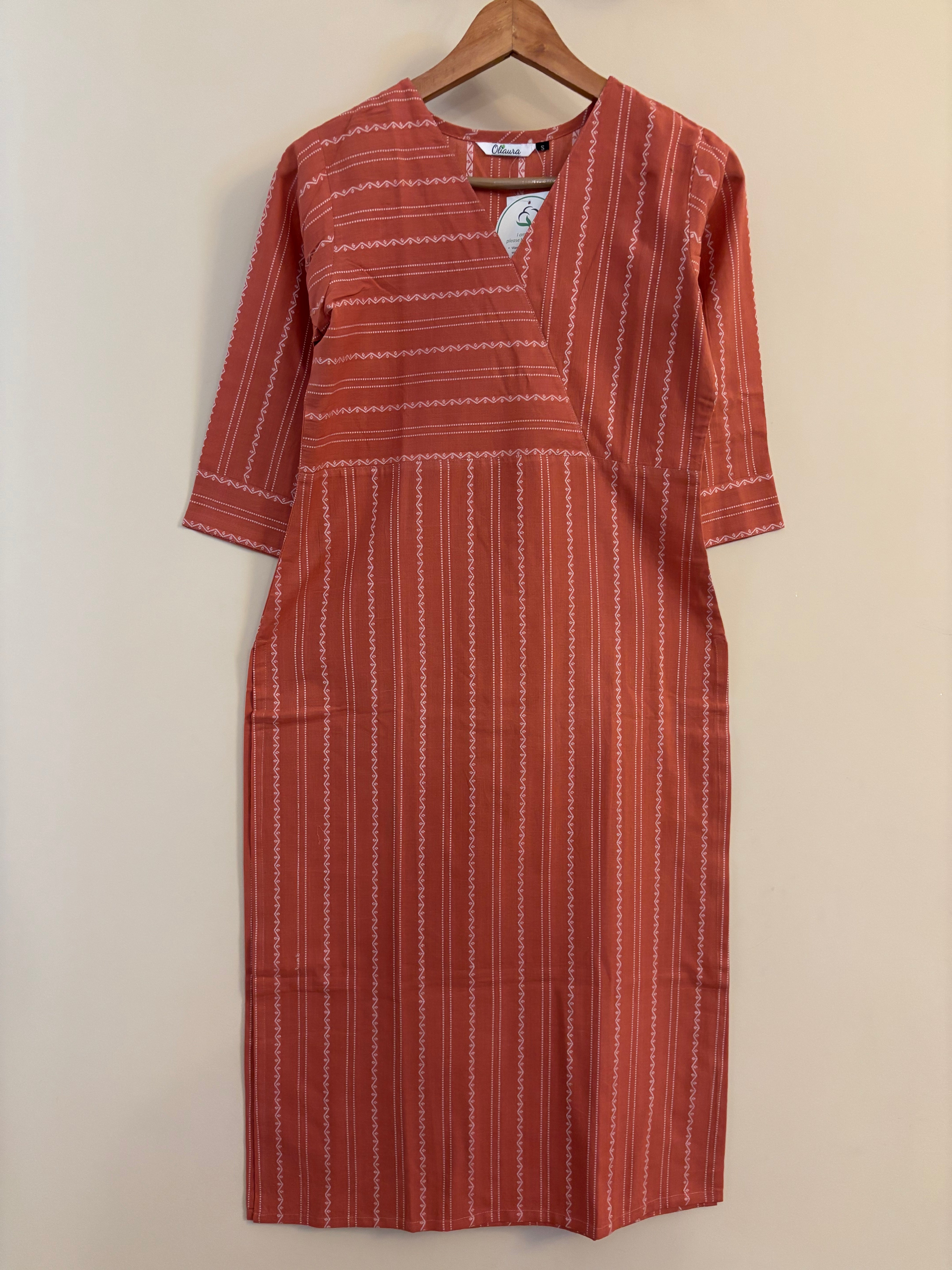 Peach south cotton long kurta