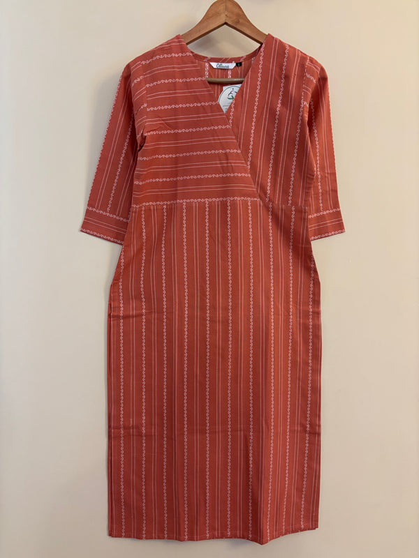 Peach south cotton long kurta