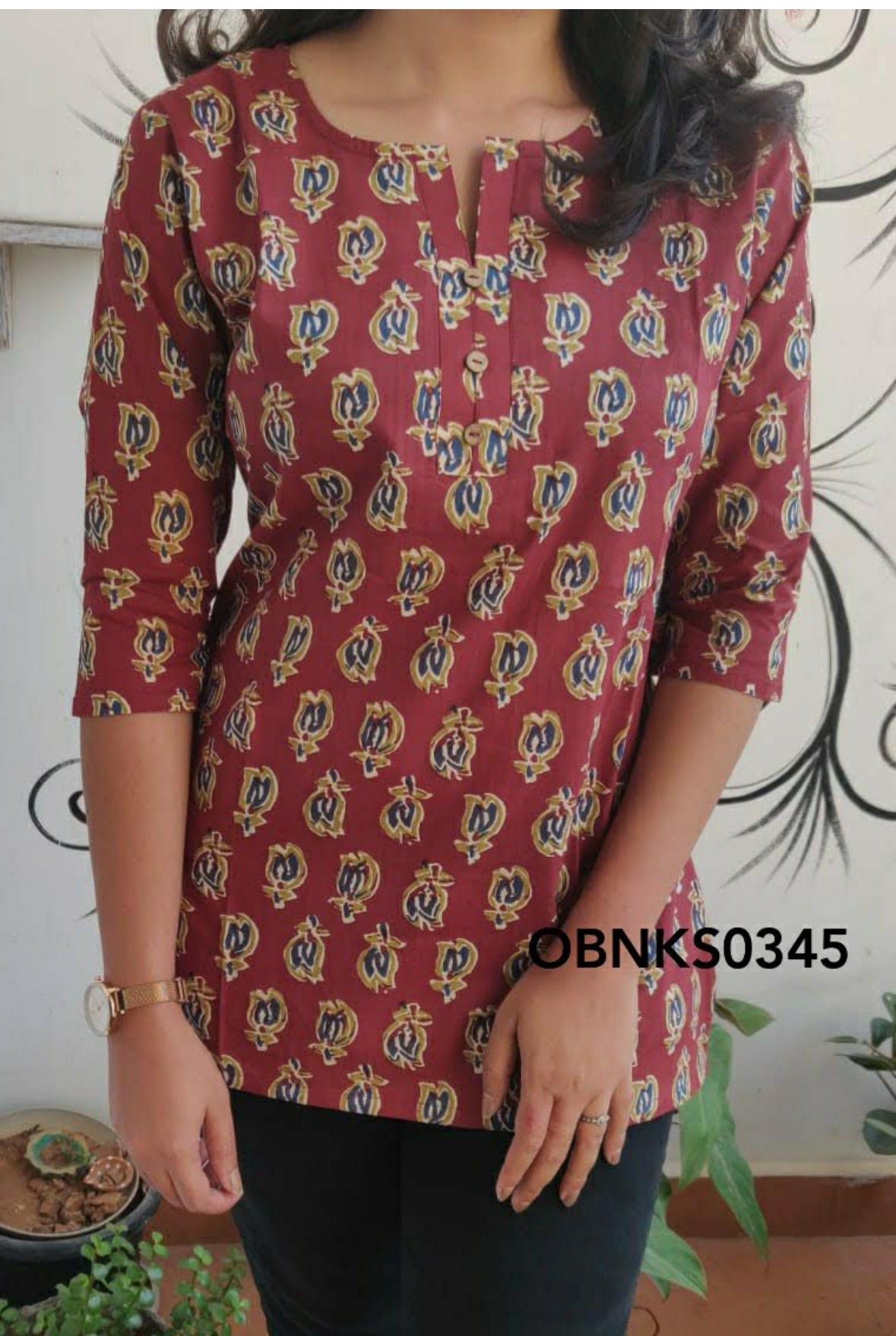 Brown cotton short kurtie