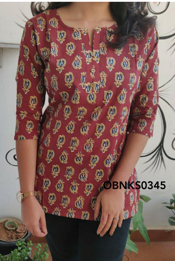 Brown cotton short kurtie