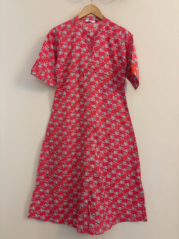 Dark pink Aline cotton long kurta