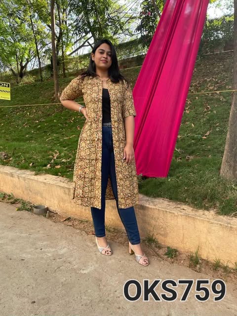 Green Kalamkari Women's Long Shrug