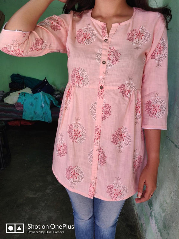 light pink cotton short kurta