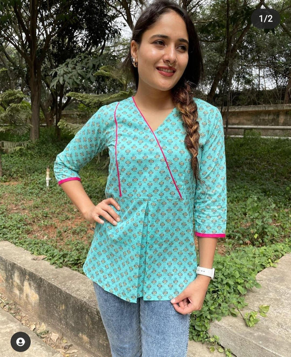 blue short kurta