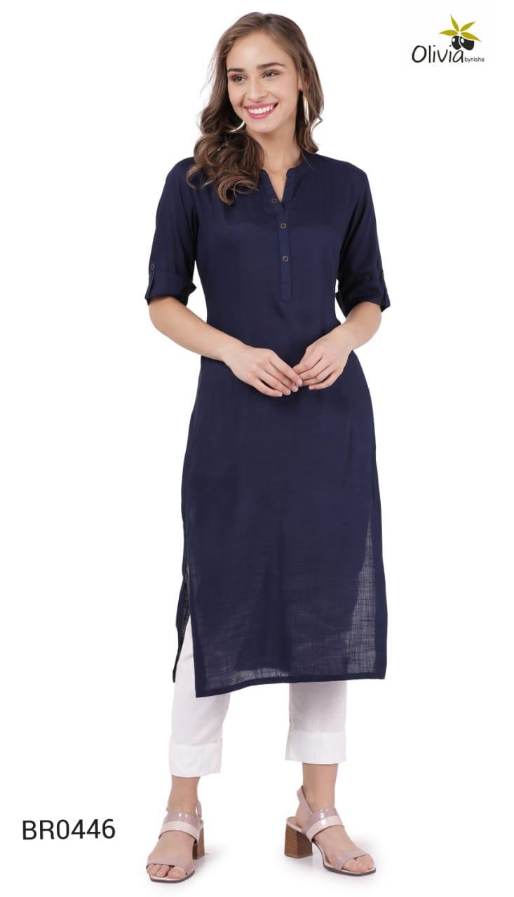 BLUE Rayon LONG KURTA