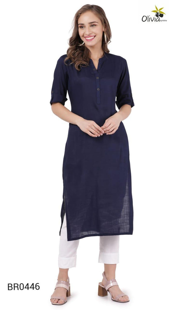 BLUE Rayon LONG KURTA