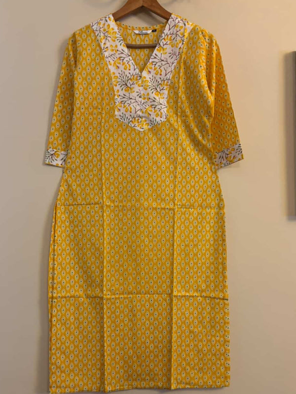 yellow long kurta