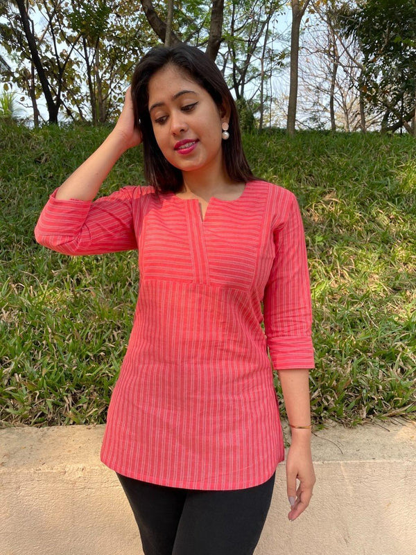 pink  cotton short kurta