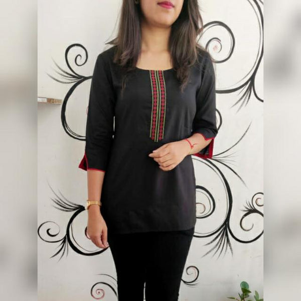 black rayon short kurta or short top