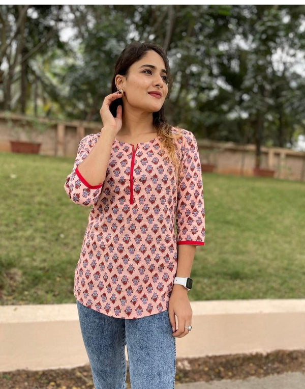 PEACH SHORT KURTA