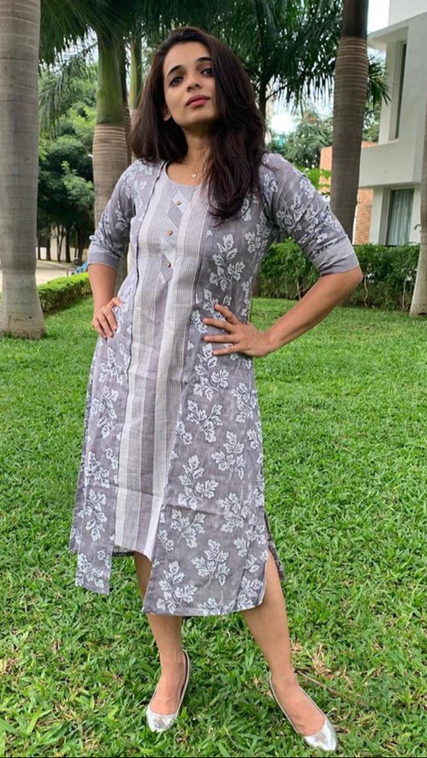 GREY COTTON LONG dress