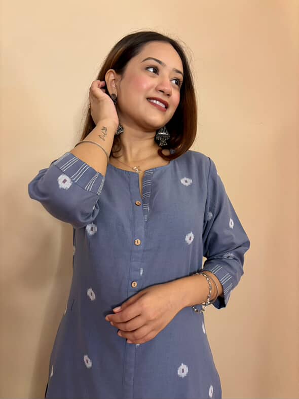 Grey south cotton kurta and pant set