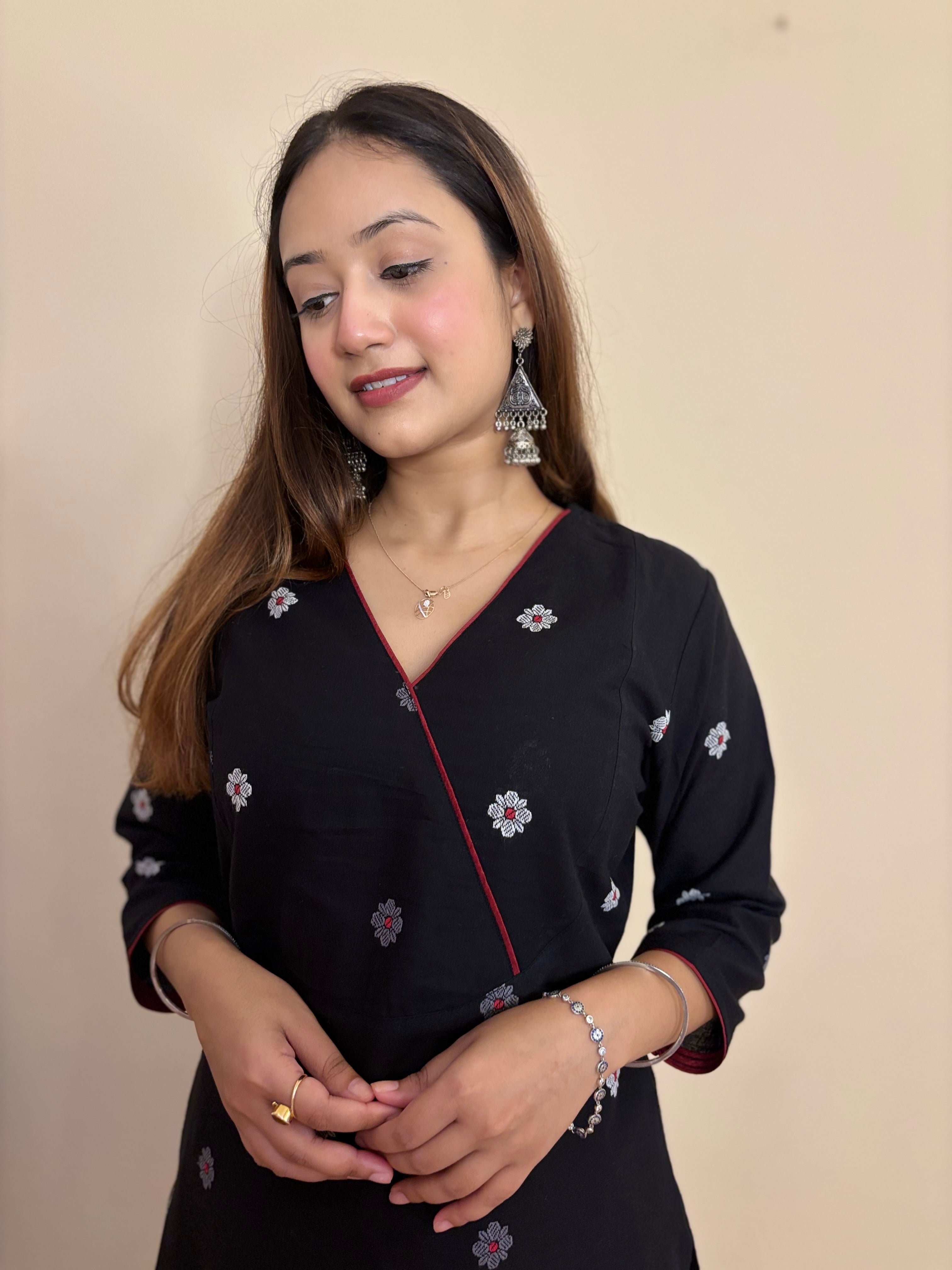 Gul Black south cotton jamdani long kurta