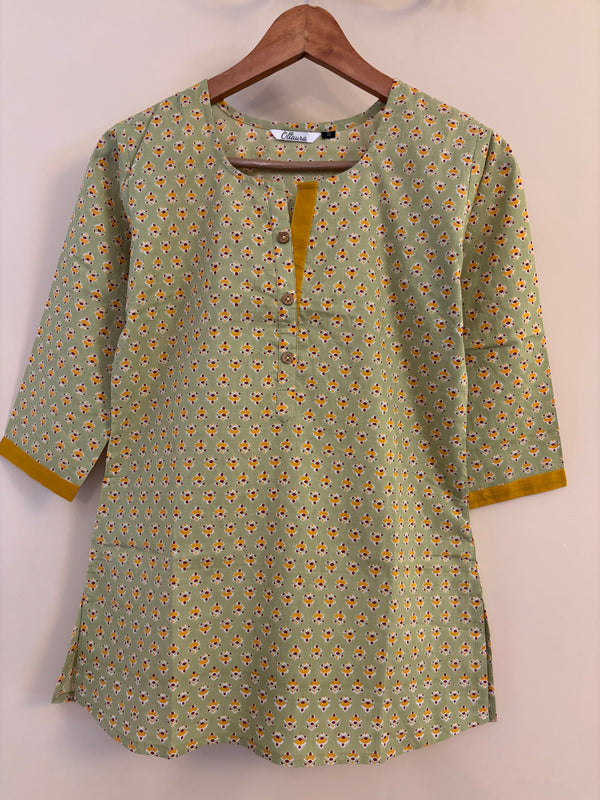 Green cotton short top