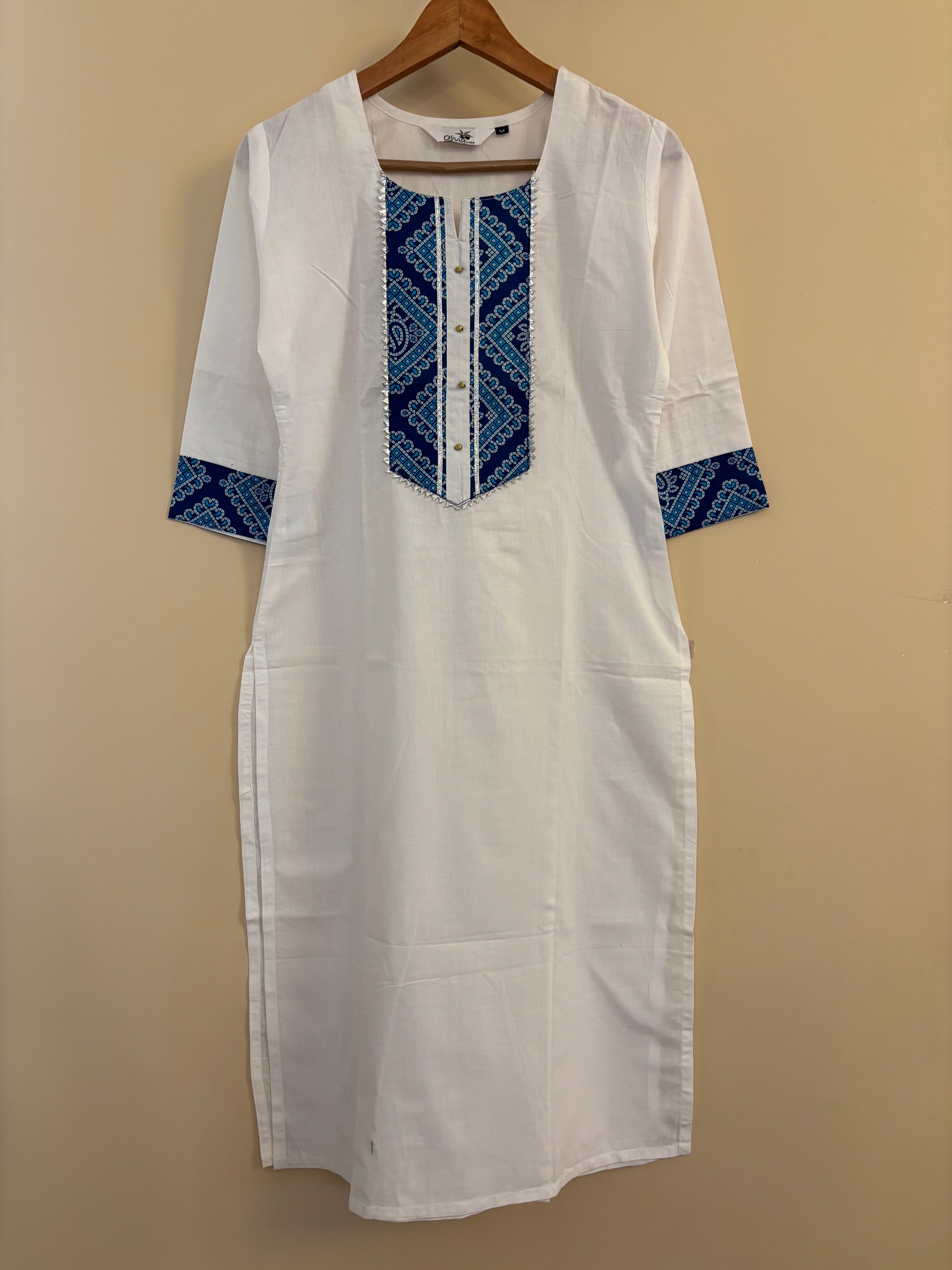 White cotton long kurta