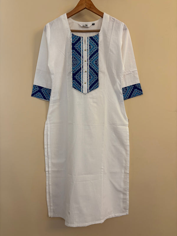 White cotton long kurta