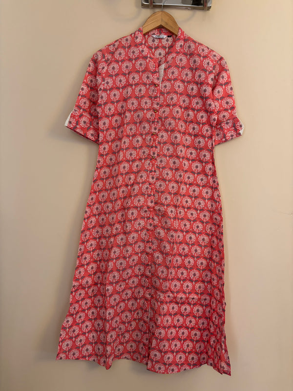 Peach Aline long cotton kurta