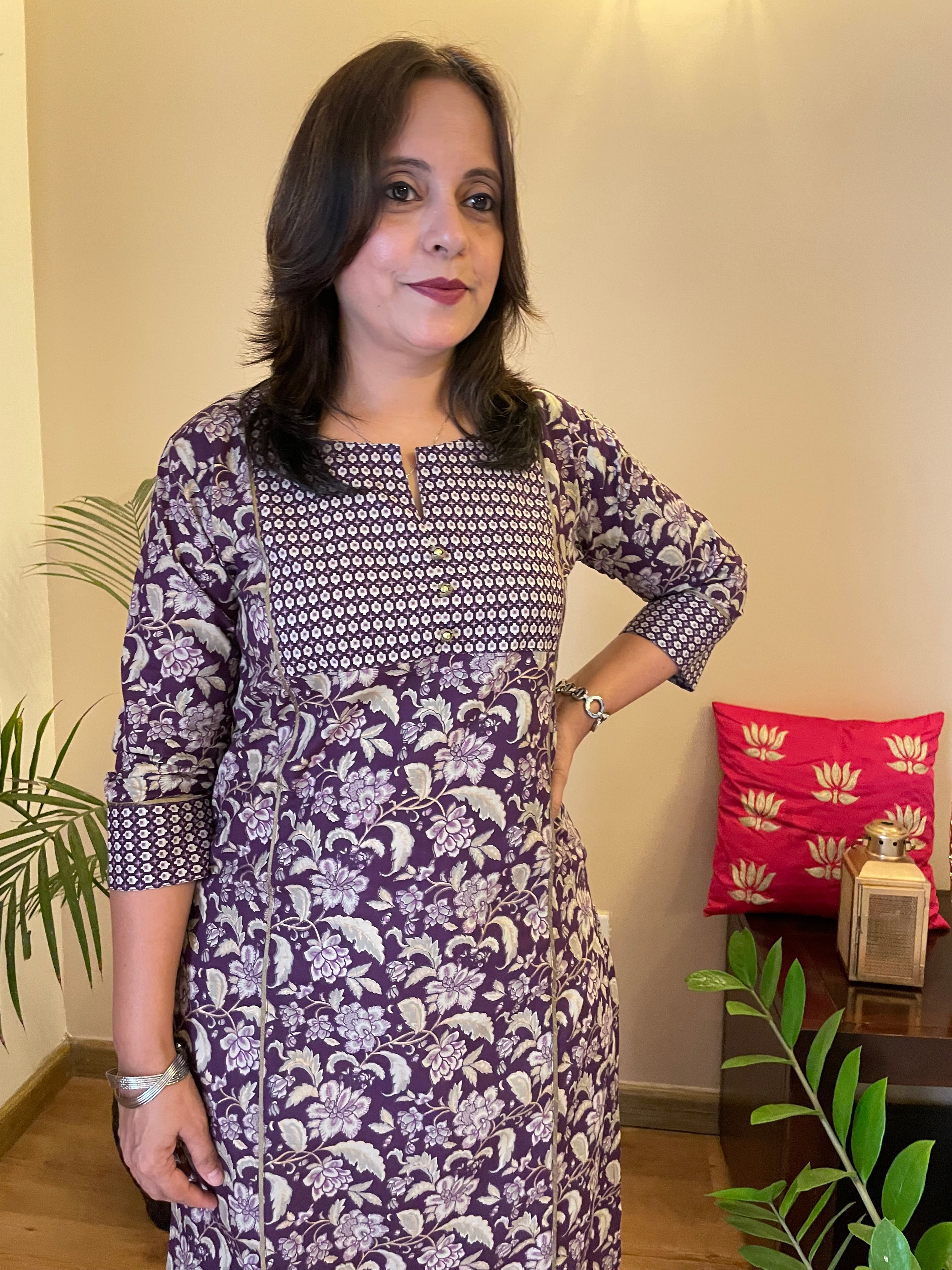 'RAINA' Purple Long Kurti