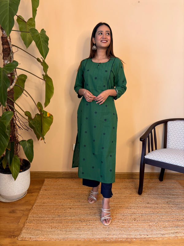 Green South Cotton Staright Long Kurta