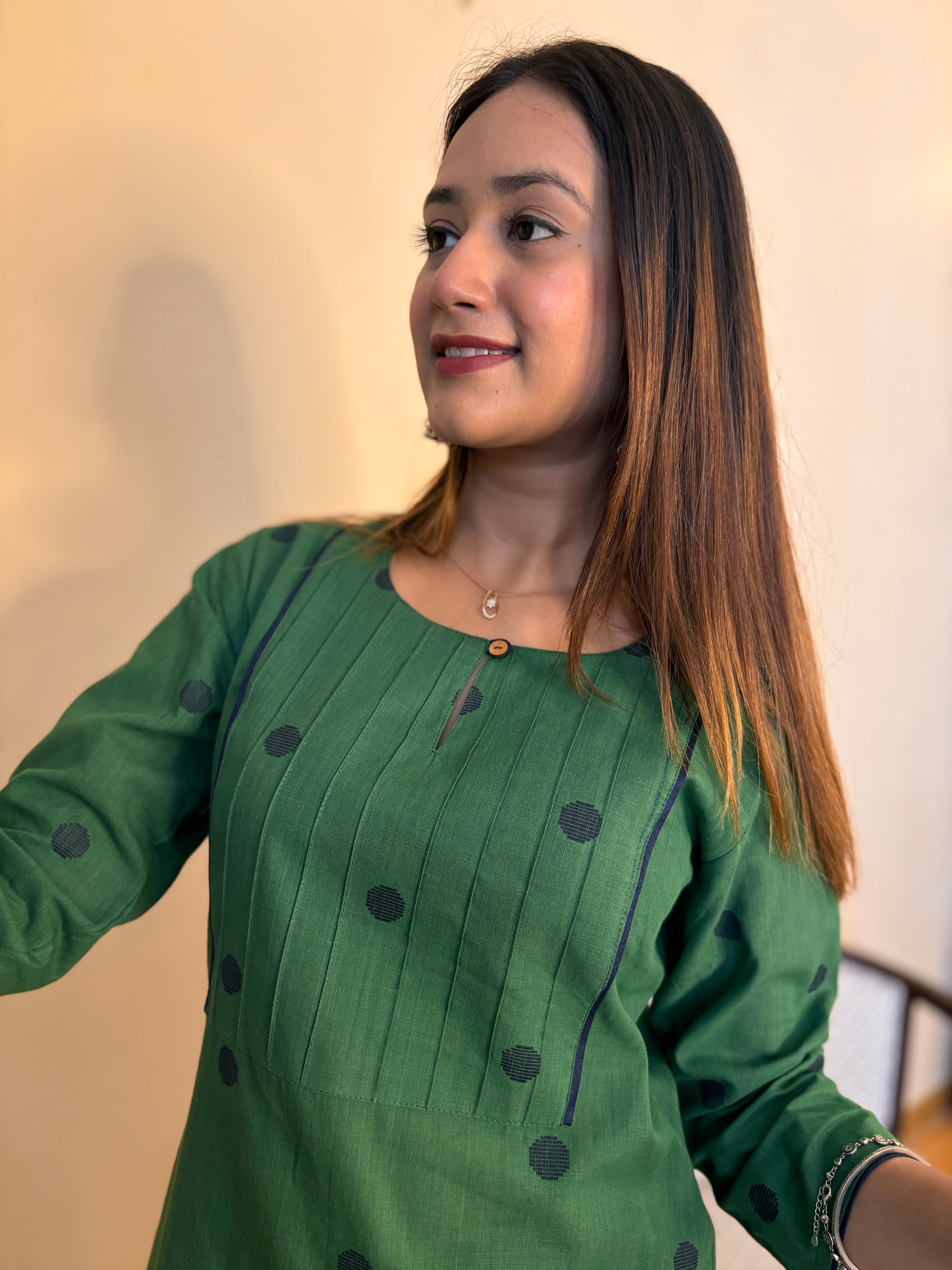 Green South Cotton Staright Long Kurta