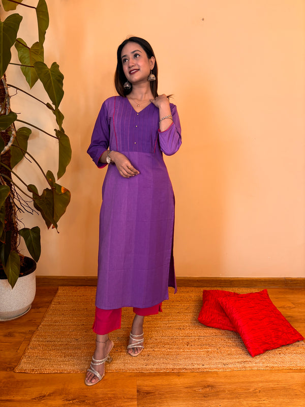 Purple South Cotton Staright Long Kurta