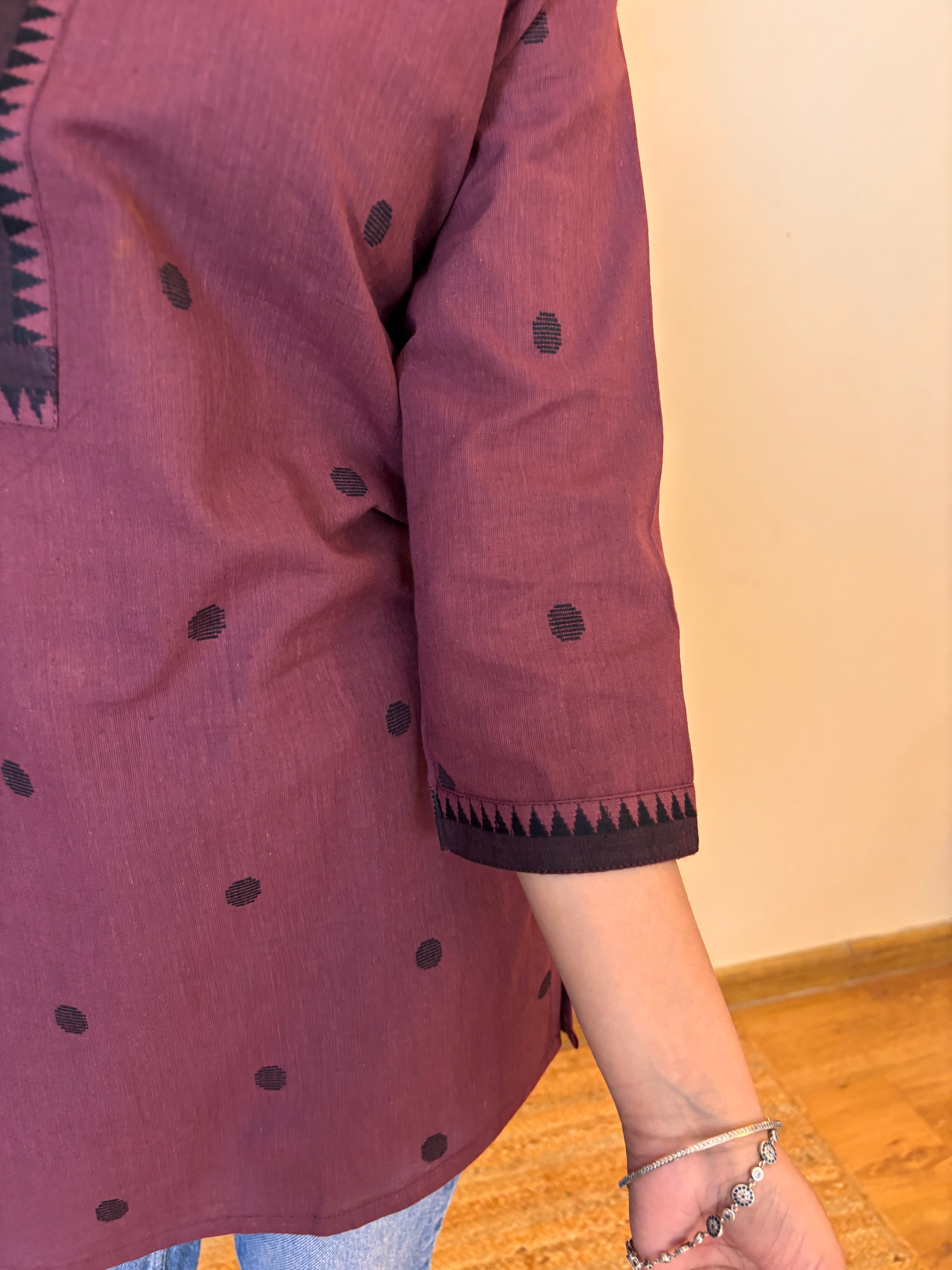 Wine  South Cotton Short Kurti / Top