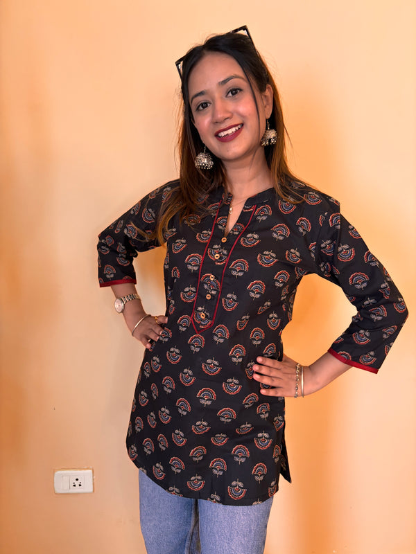 Black Cotton Short kurti/ Top