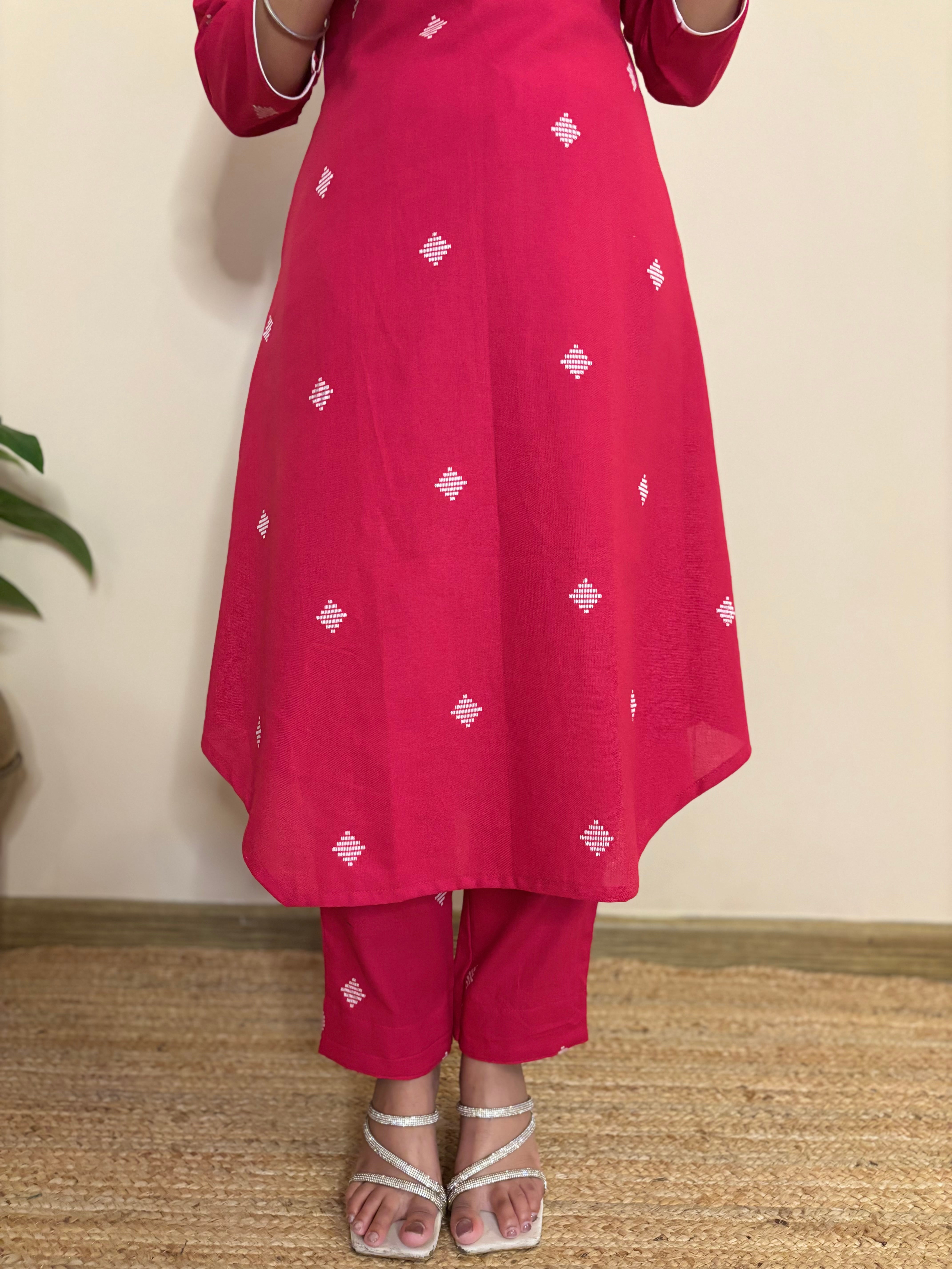 Gul red south cotton kurta and pant set