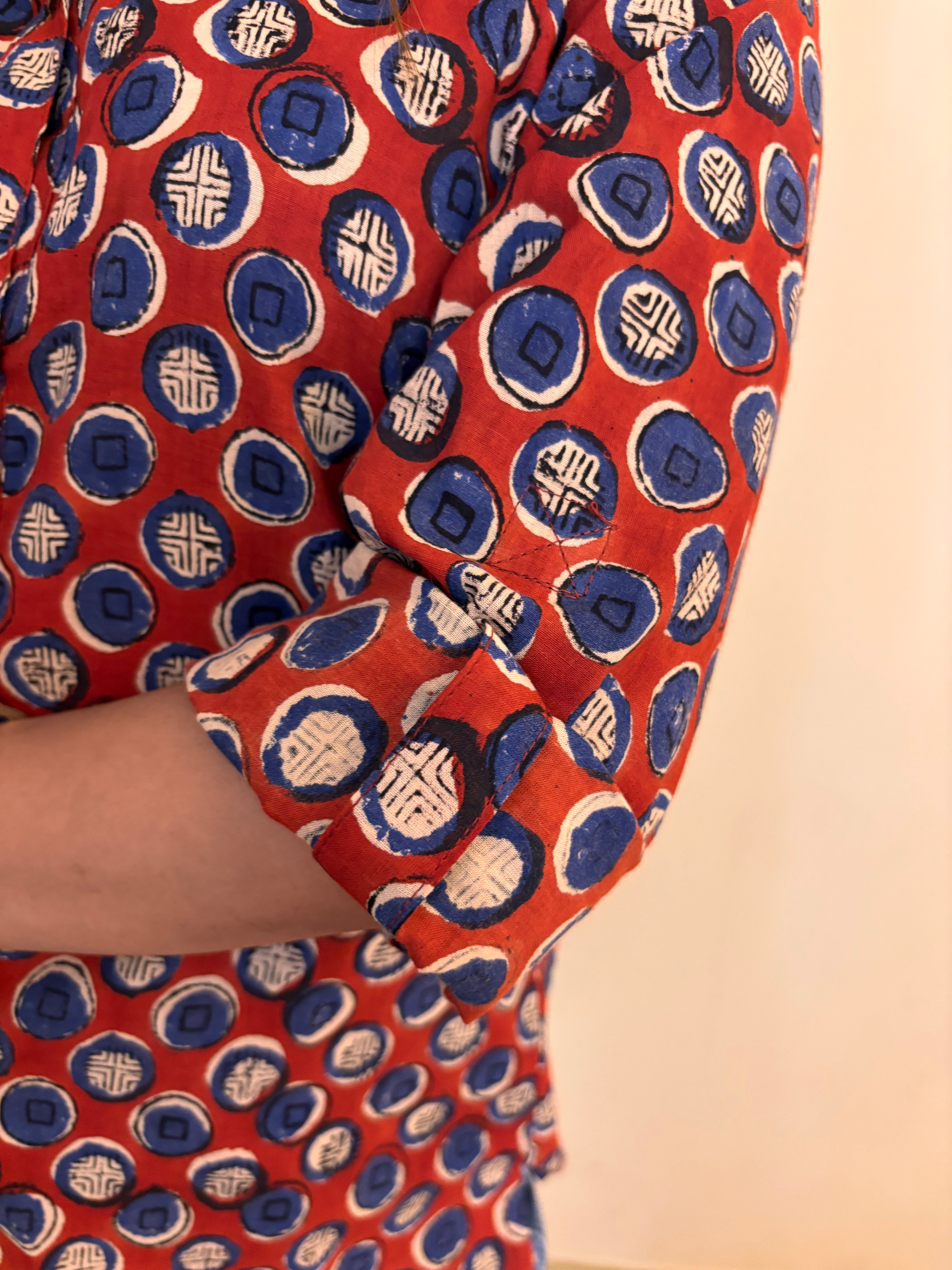 Red  bagru print cotton Shirt