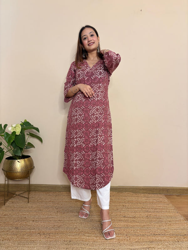 Gul fawn cotton dabu long kurta