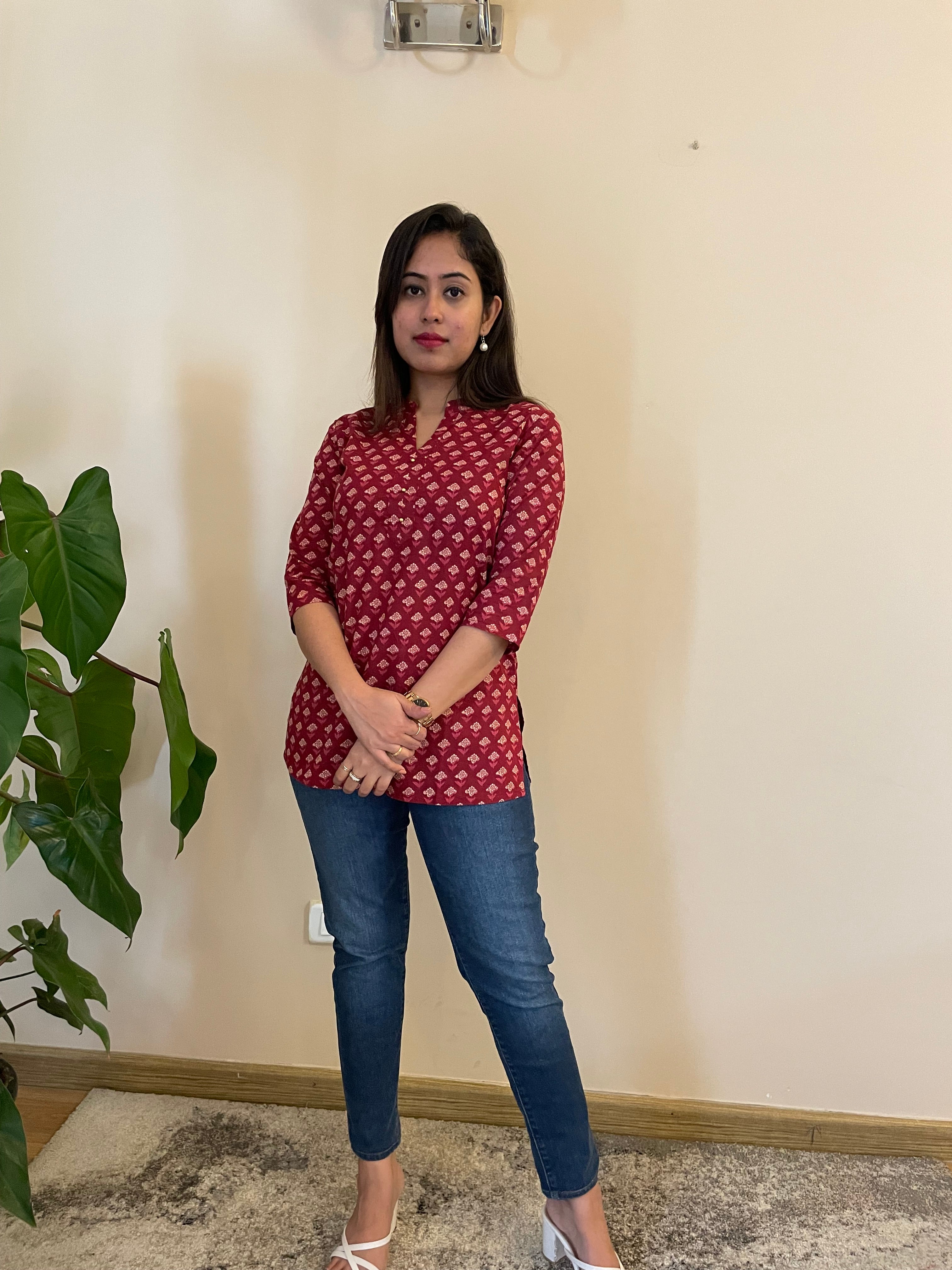 WINE SHORT KURTI