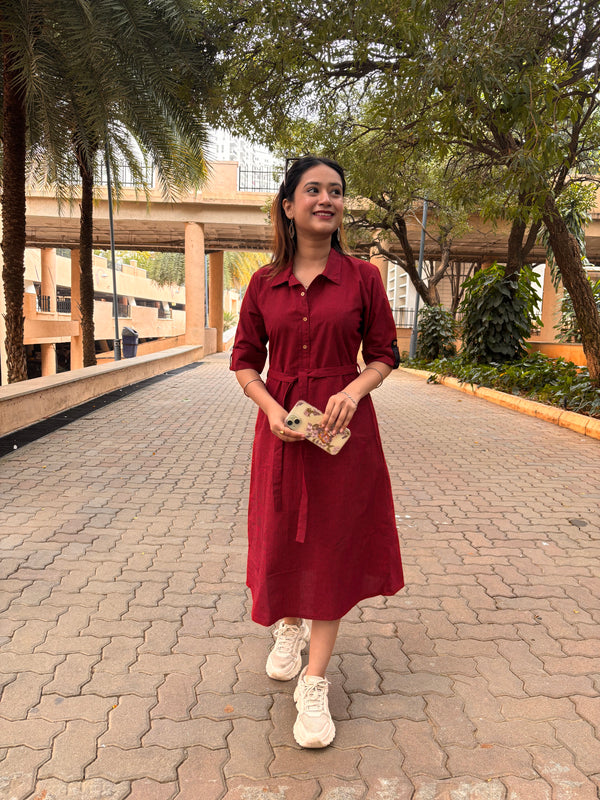 Red Checks South Cotton Dress