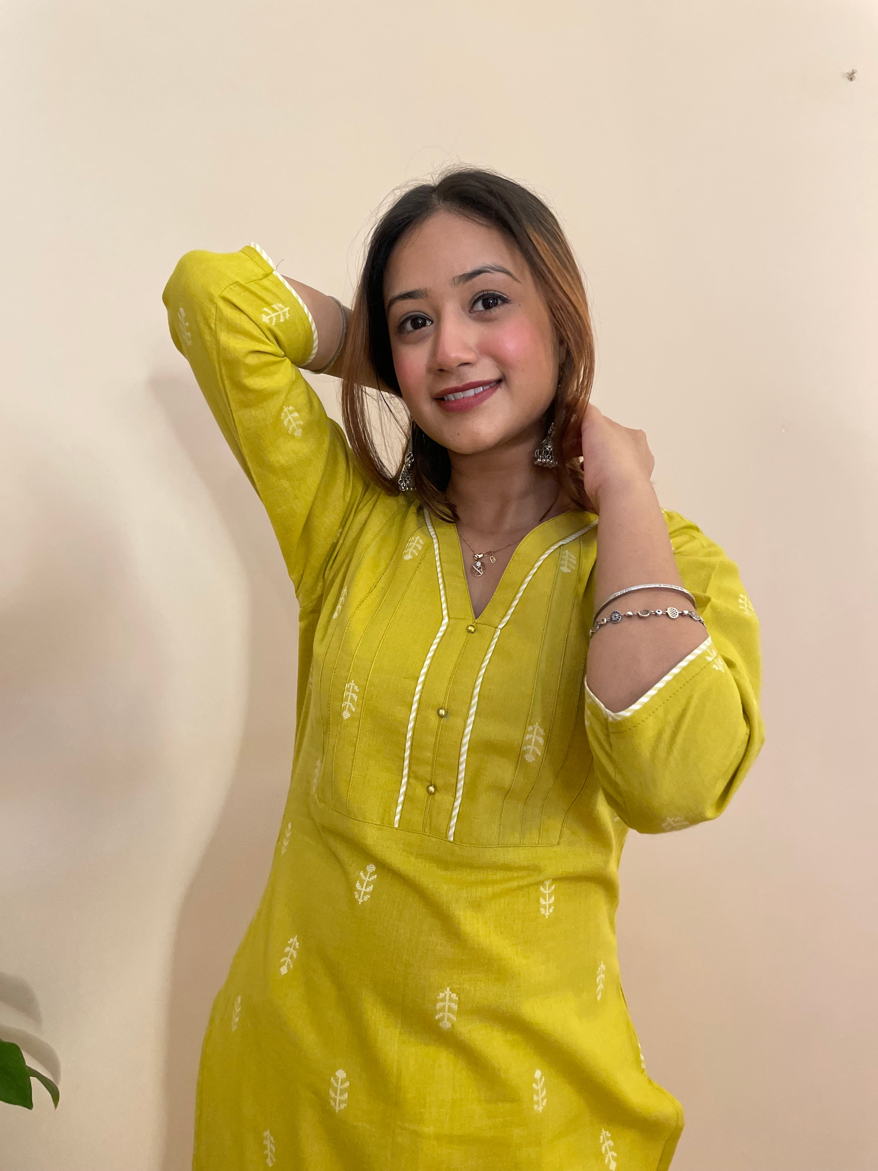 Gul yellow south cotton kurta and pant set