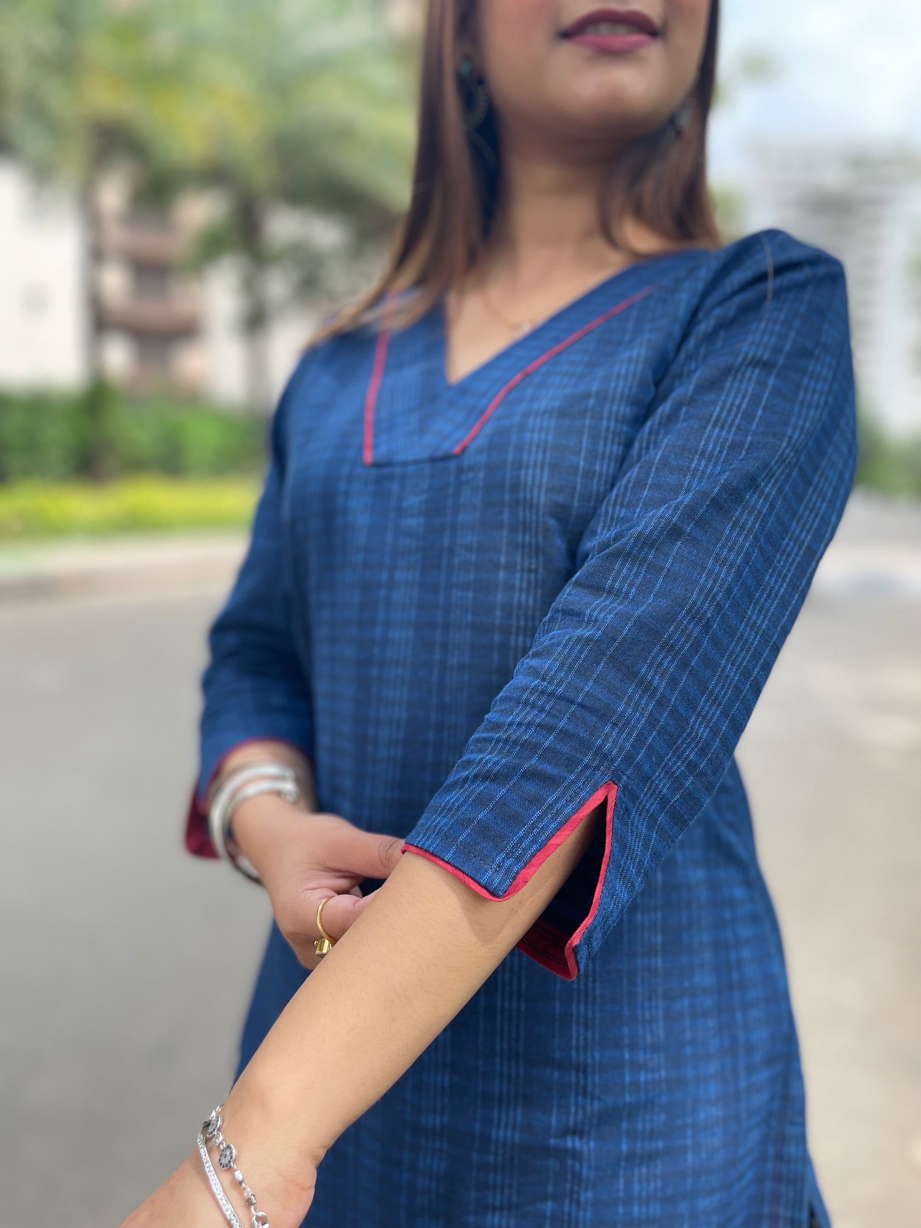 Kyaari Blue South Cotton Kurta and Pant Set