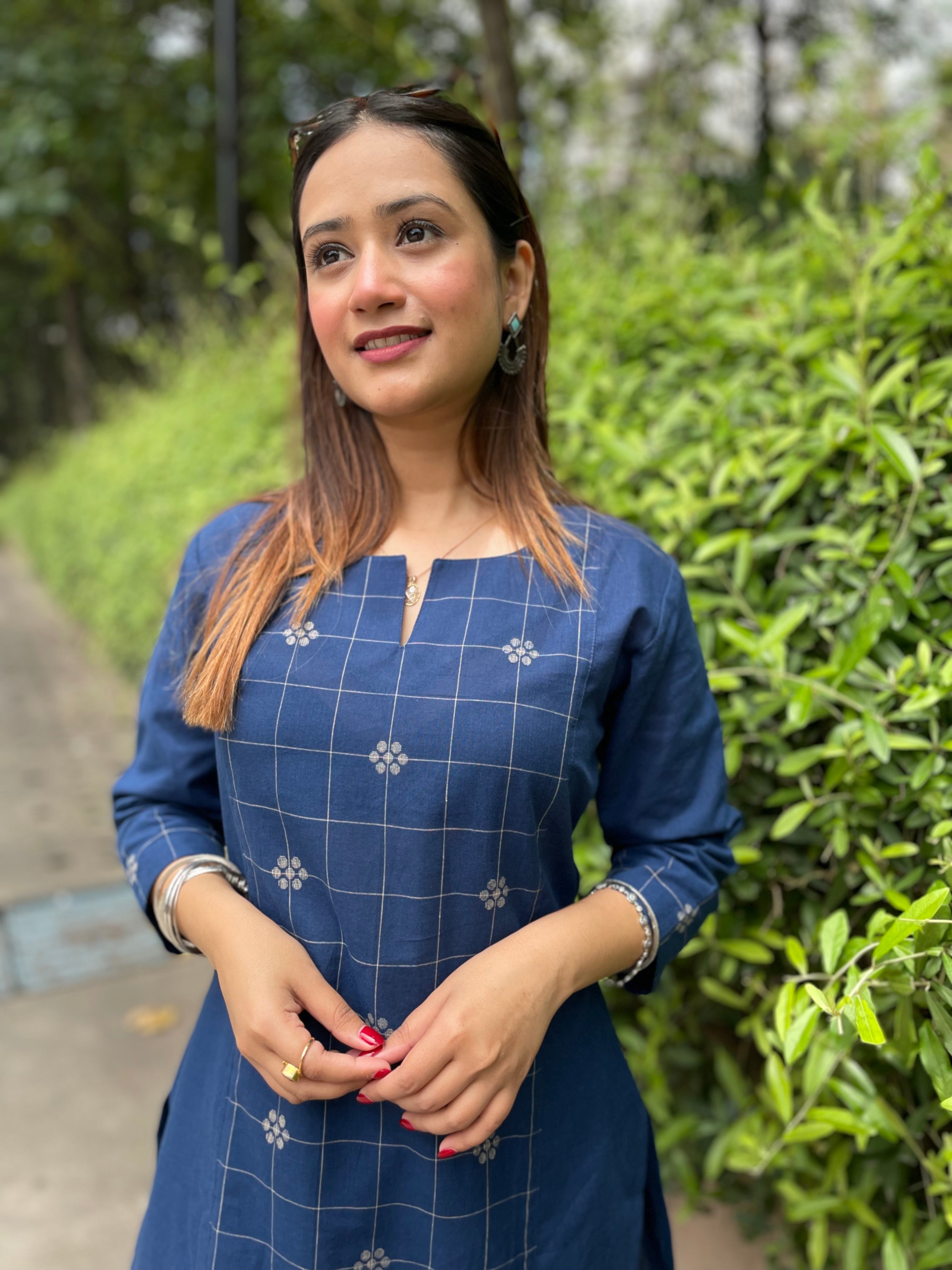 Kyaari Blue South Cotton Kurta and Pant Set