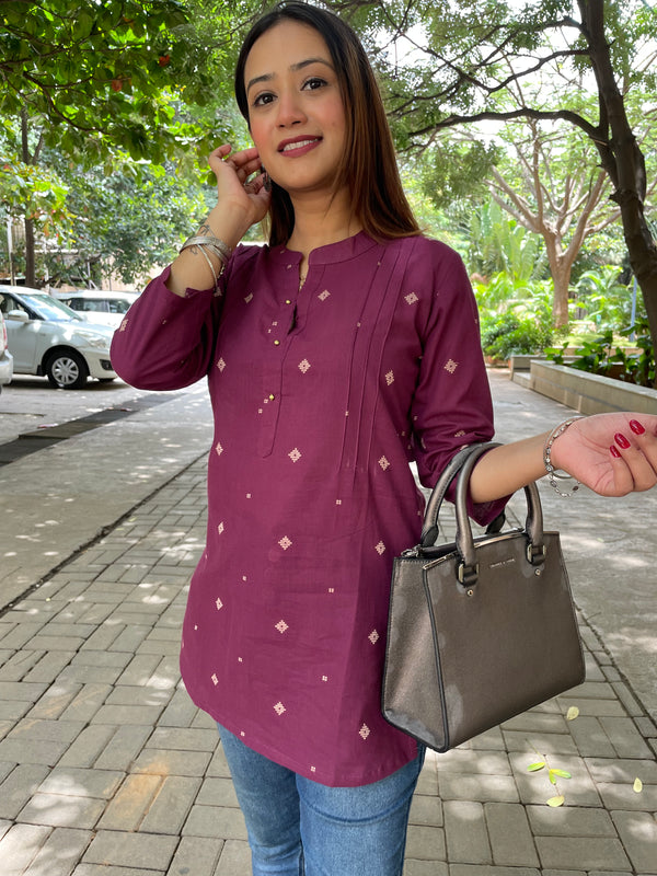 Kyaari  Wine South Cotton Short Kurta