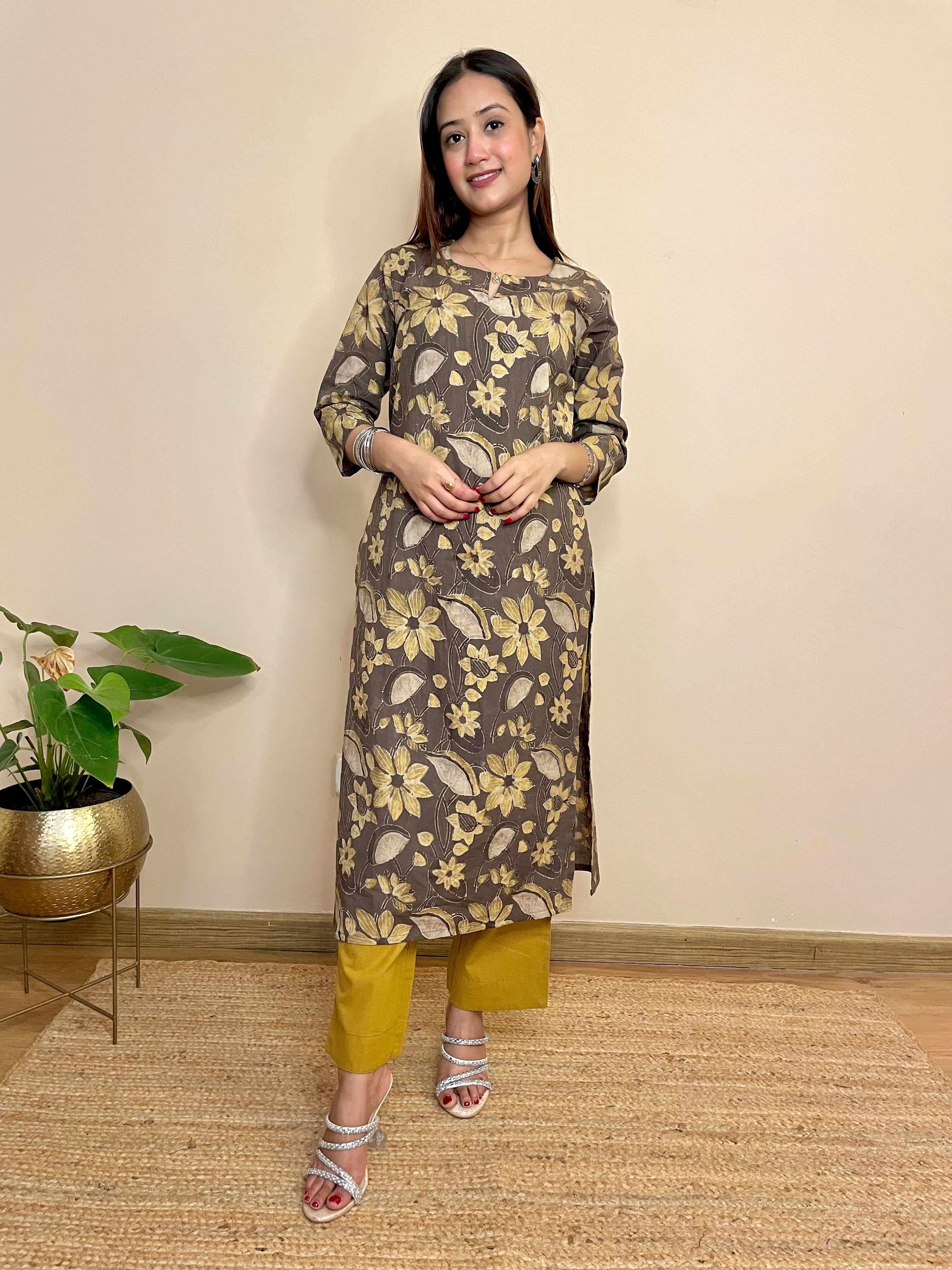 Kyaari  Pista Green cotton  long kurta