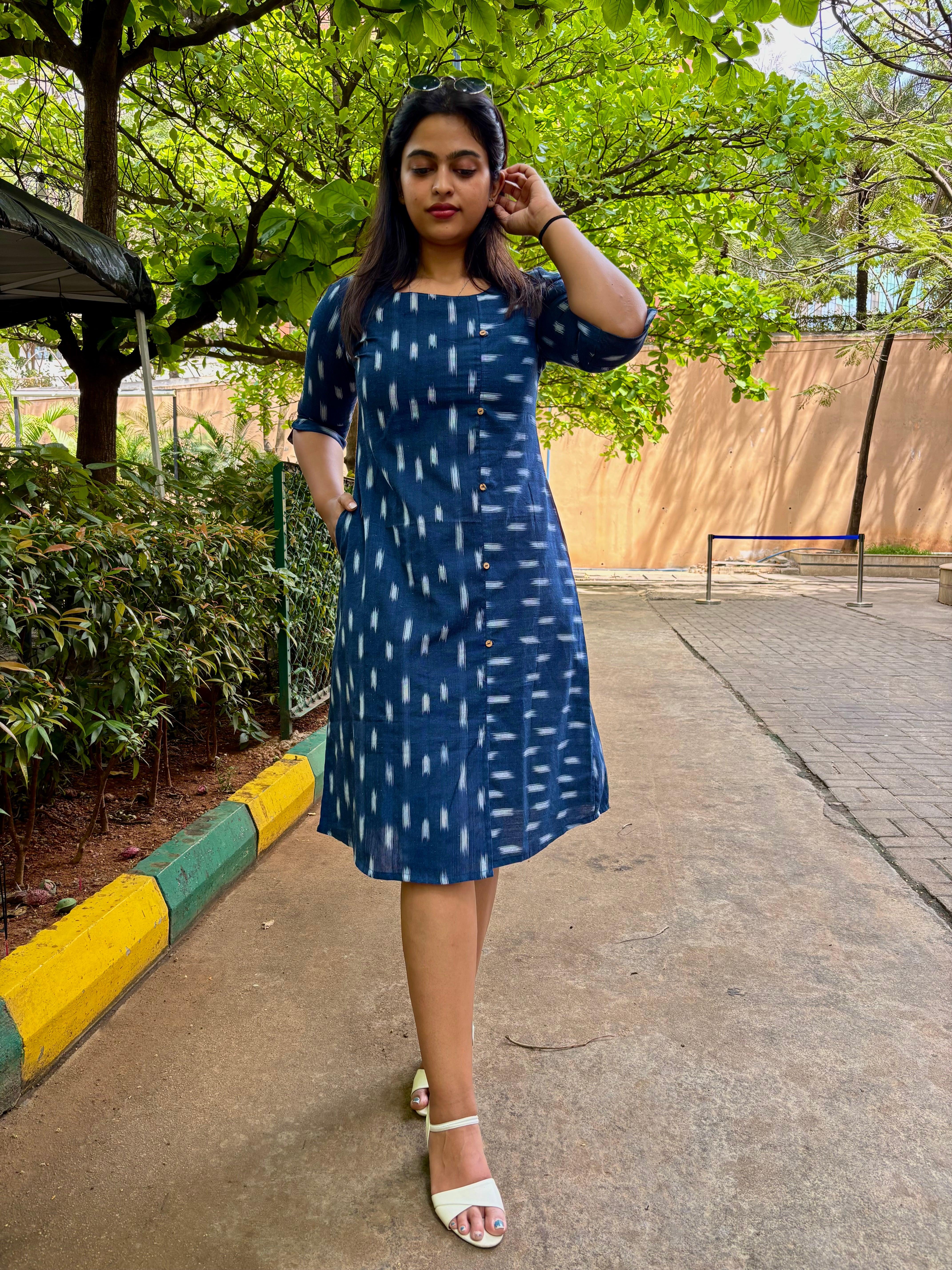BLUE IKAT DRESS Olivia by Nisha BLUE IKAT DRESS Olivia by Nisha