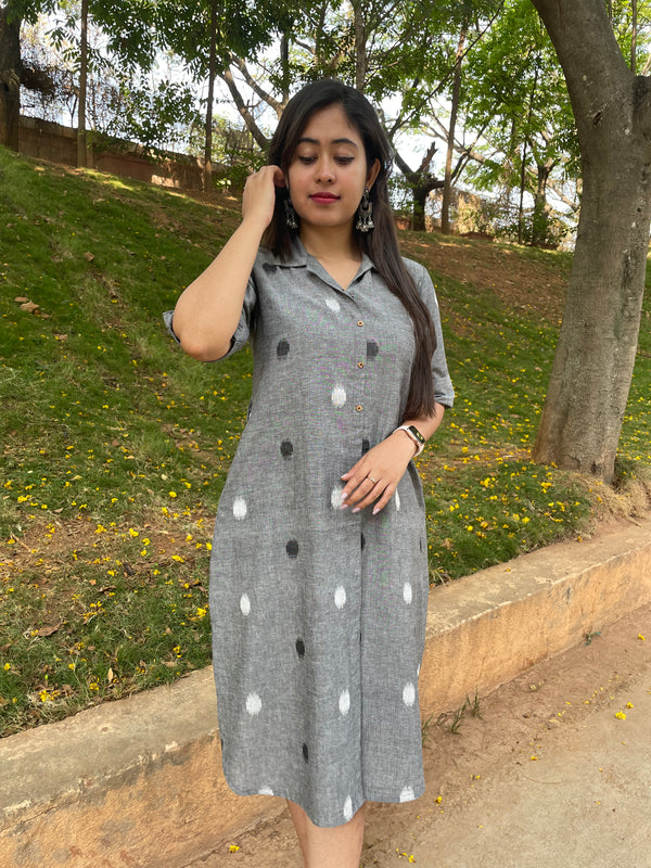 'NAINA' GREY DOBBY DRESS