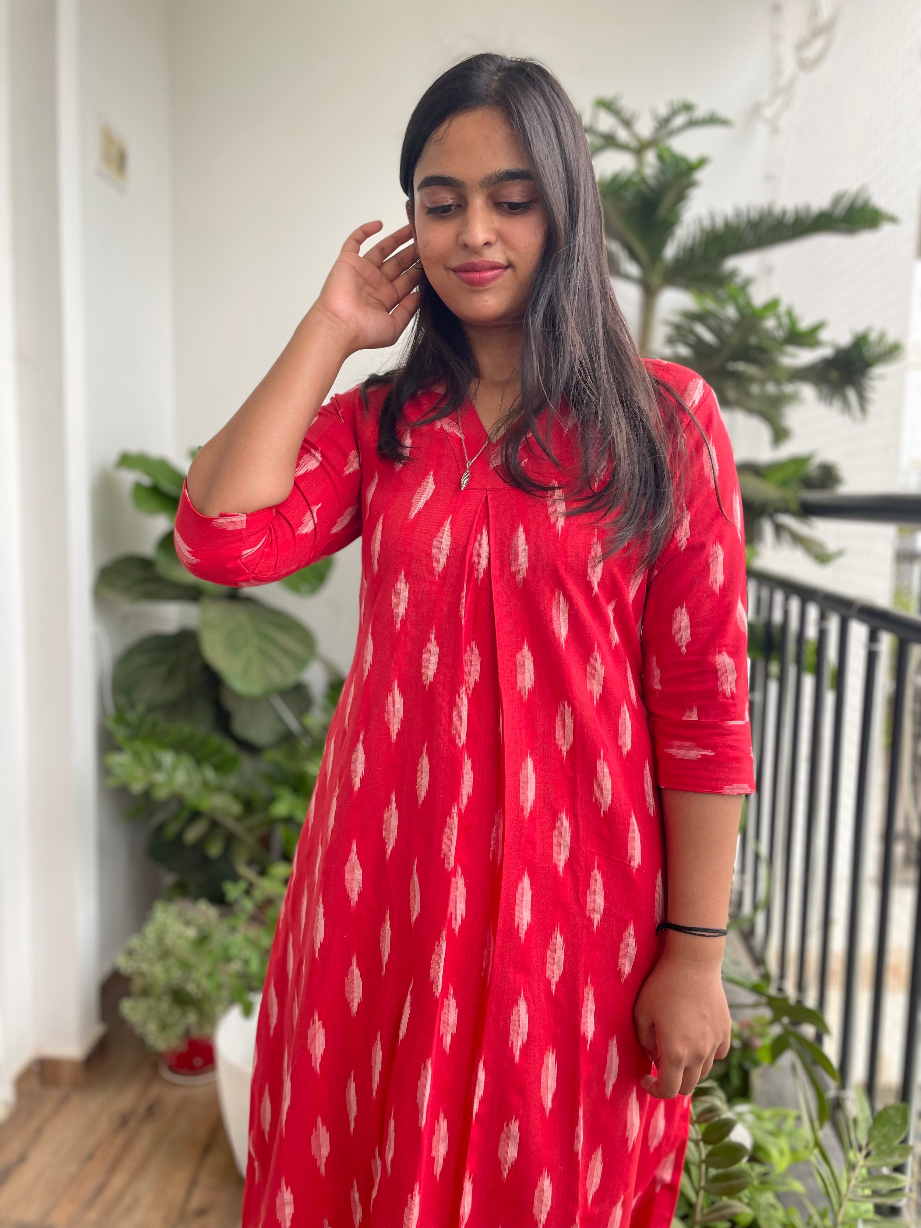 UMANG MAHI RED IKAT DRESS