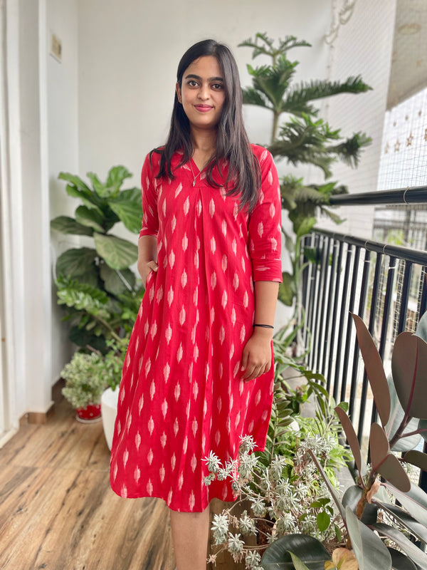 UMANG MAHI RED IKAT DRESS