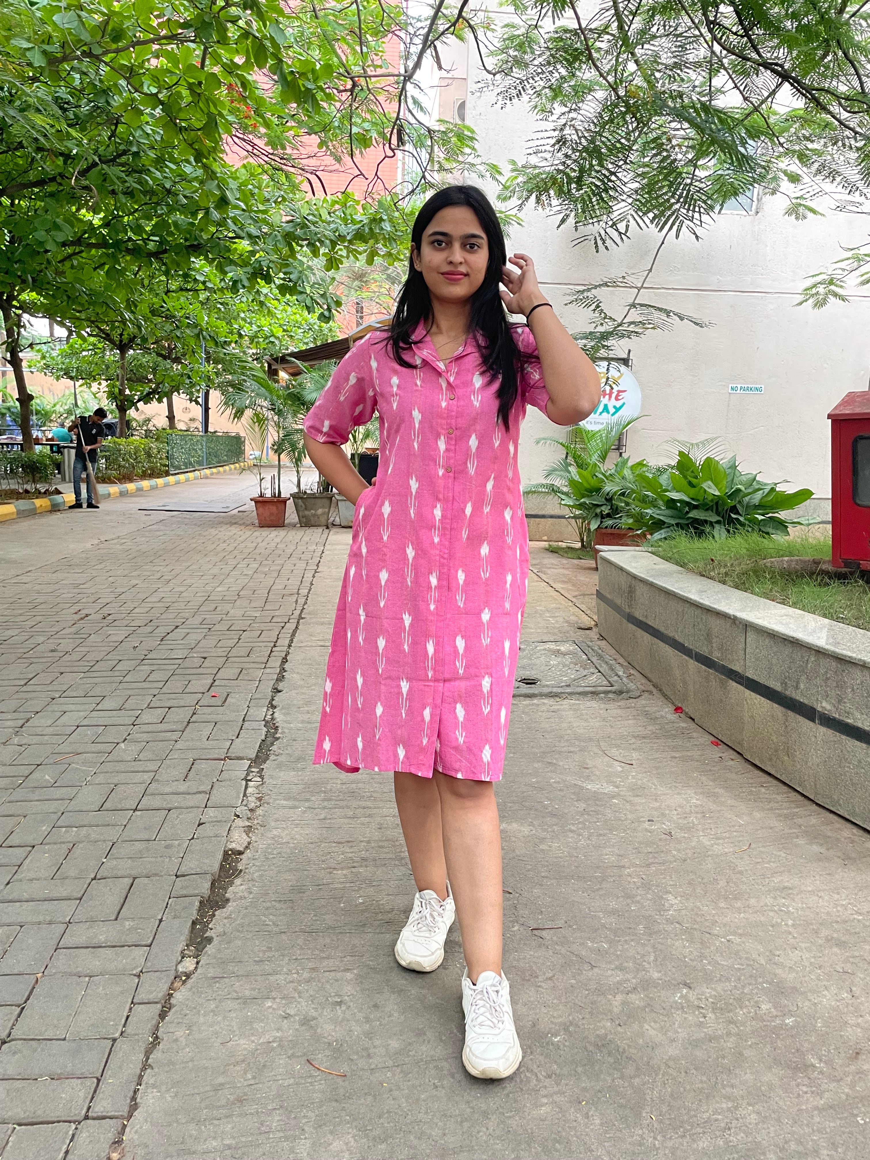 UMANG PINK IKAT DRESS