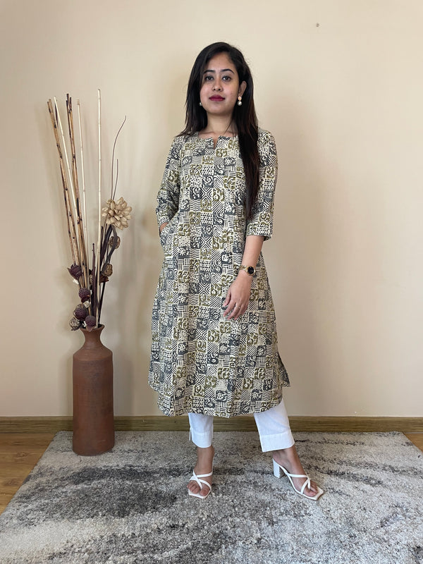 GREEN KALAMKARI KURTA