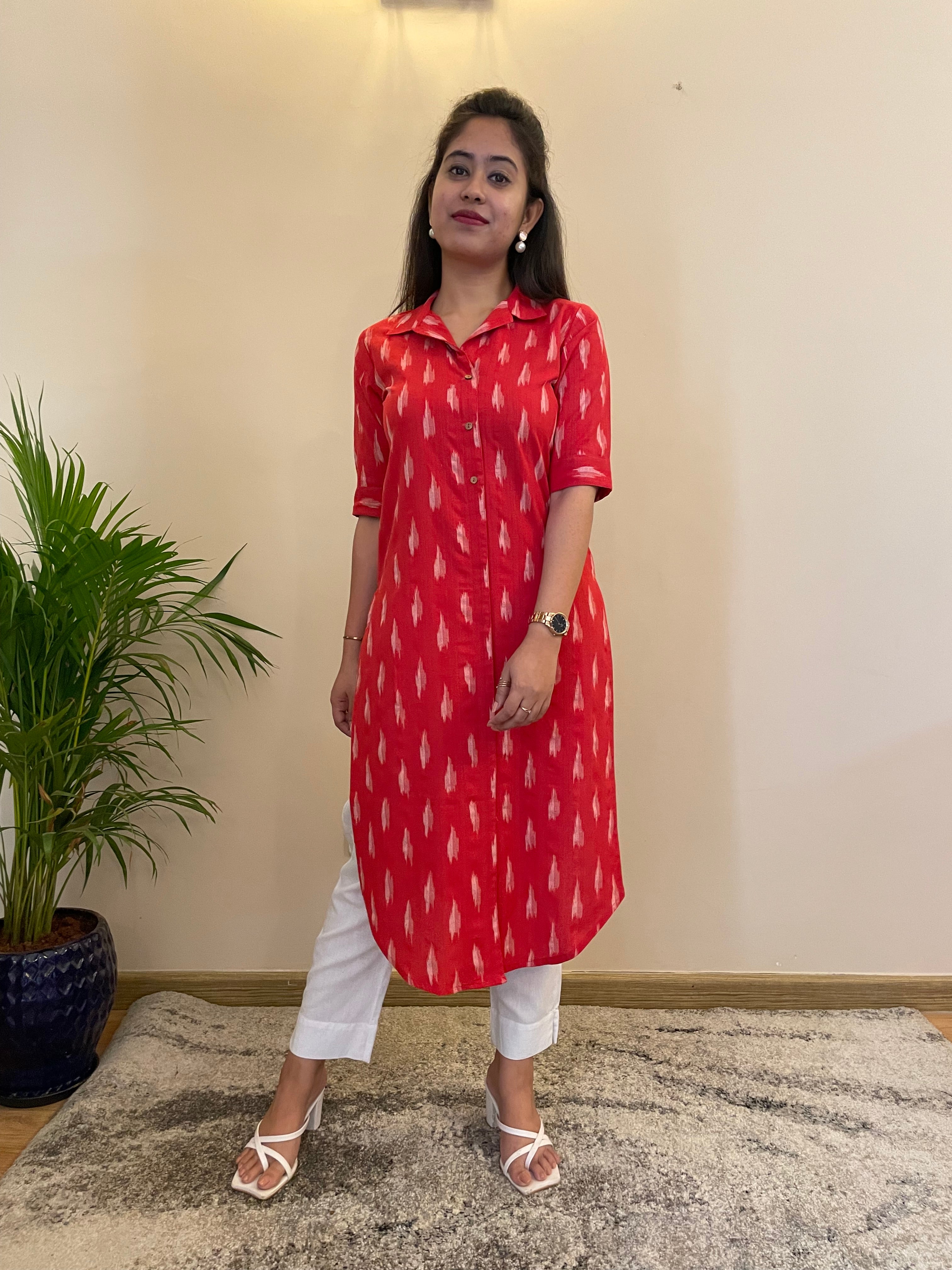 TARANG RED IKAT KURTA