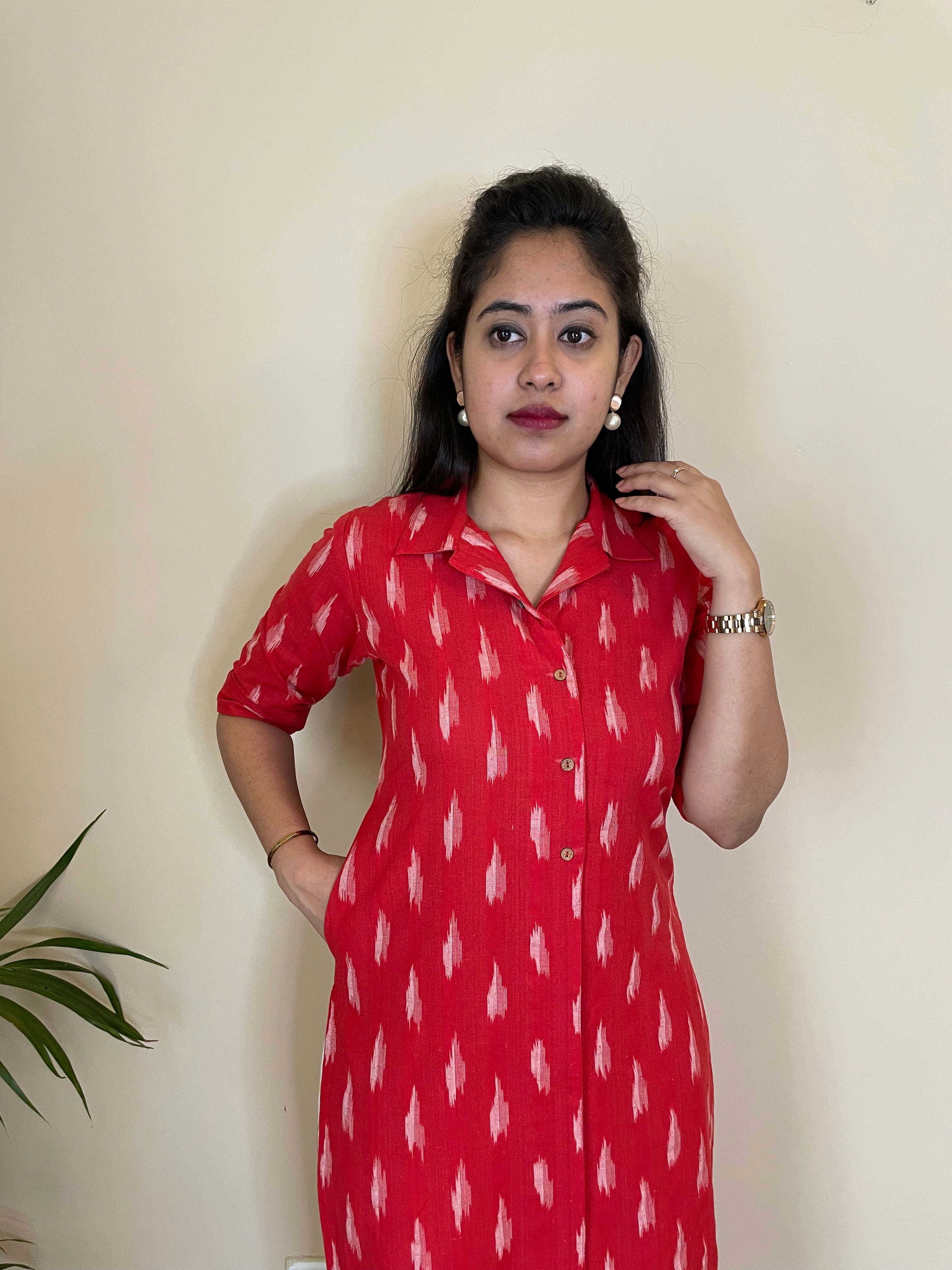 TARANG RED IKAT KURTA