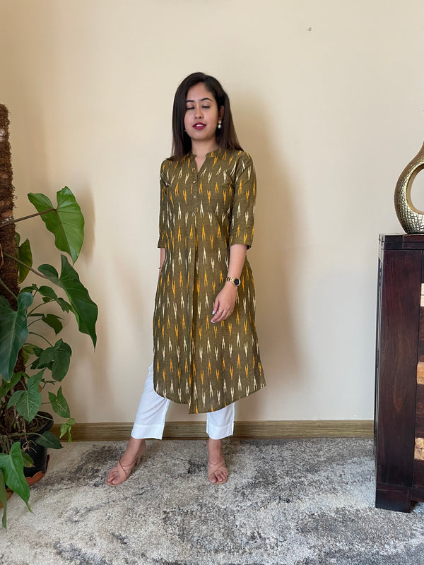 OLIVE IKAT KURTA