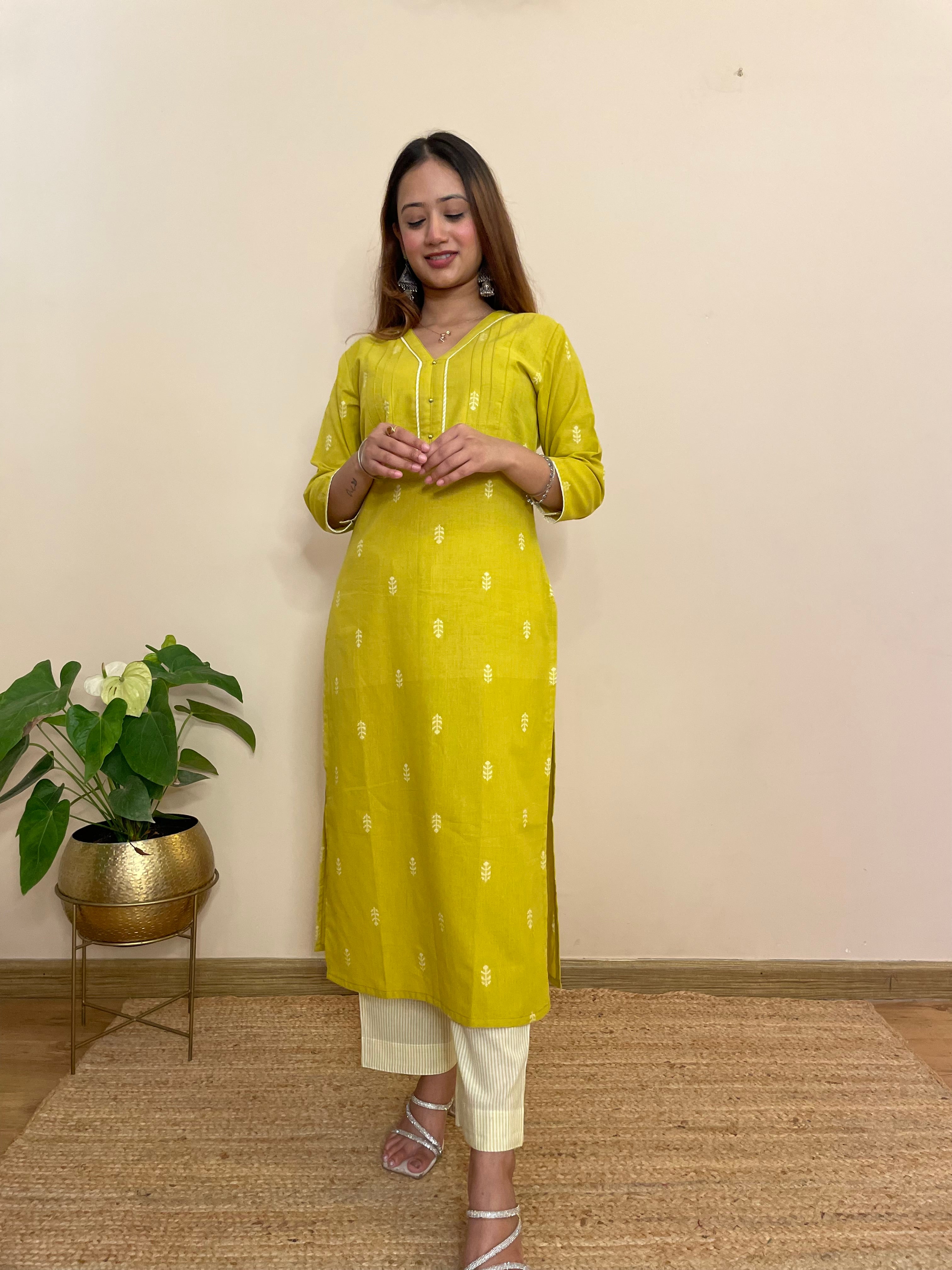 Gul yellow south cotton kurta and pant set