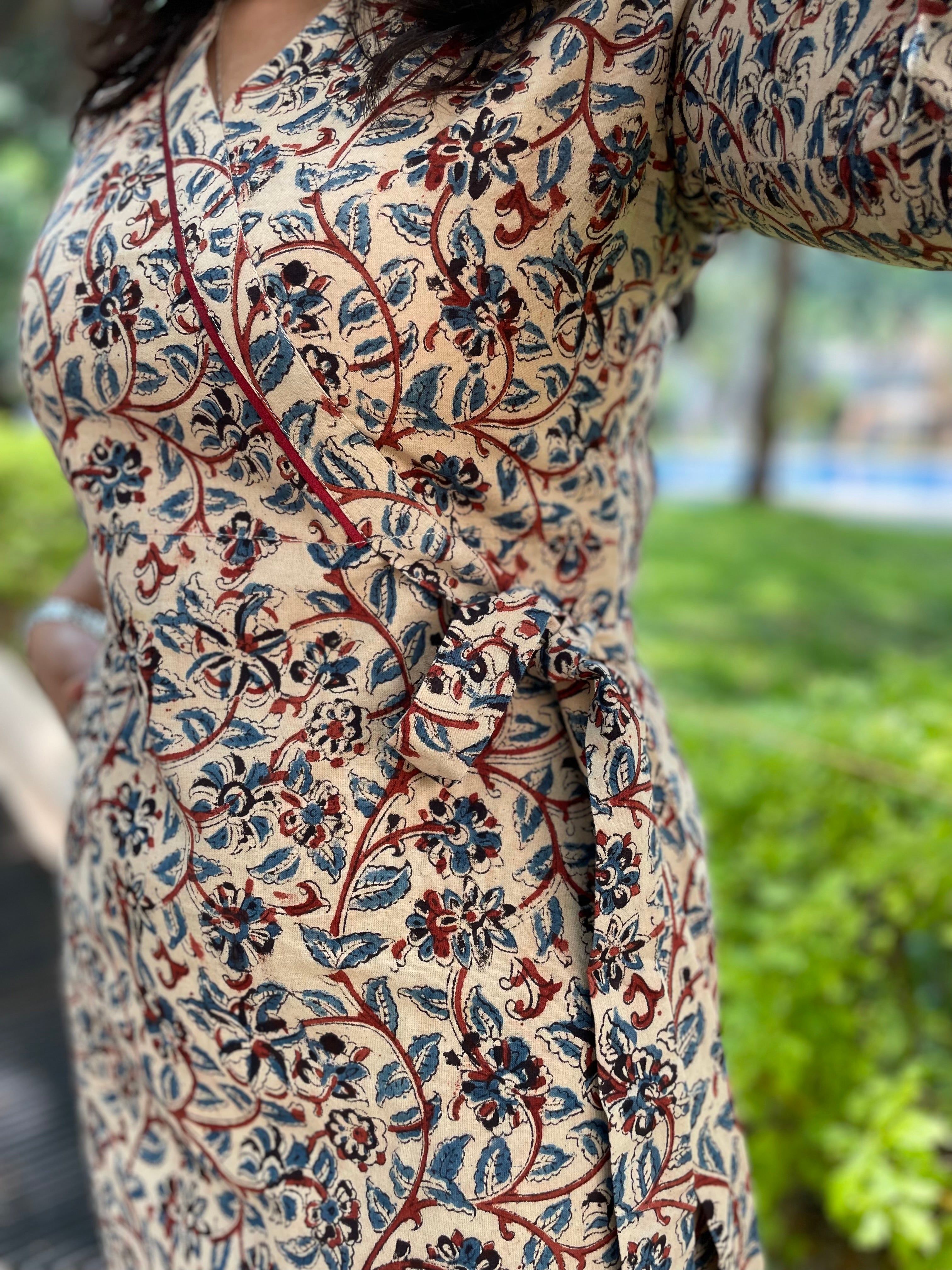 'ROOHANI' Beige Kalamkari Dress